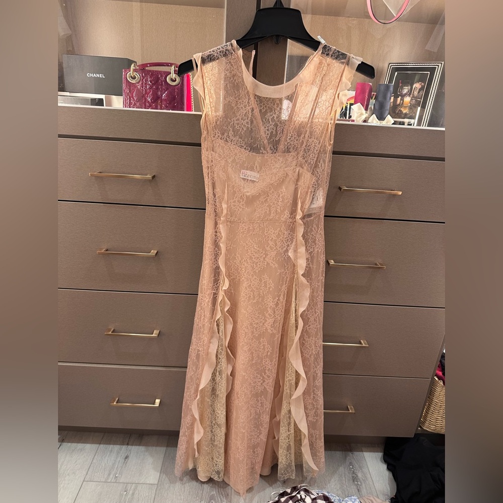 RED Valentino Pink and Gold Cap Sleeve Maxi Gown Dress size 38